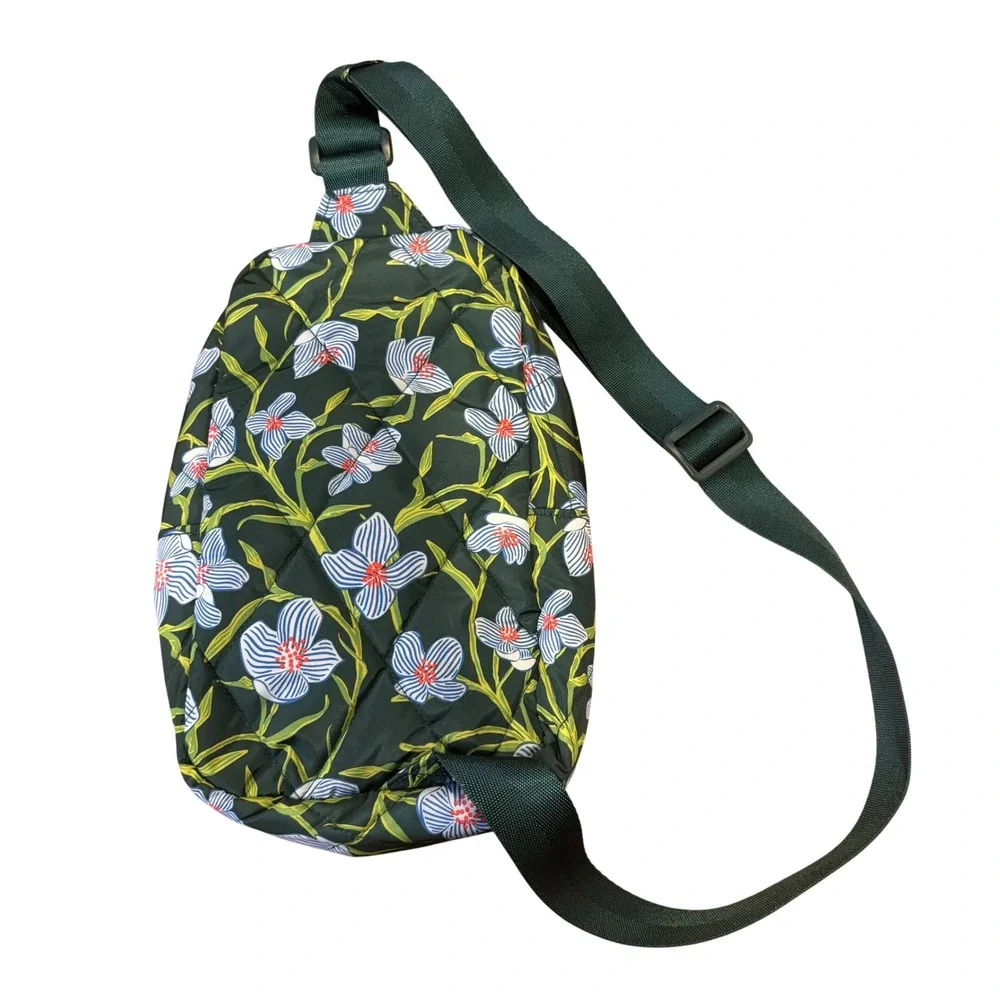 Vera Bradley Essential Sling Backpack Charlotte Stem Floral Green Ultralight NEW